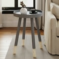thumbnail image 1 of Lavish Home Mid-Century Modern Round End Side Table with Tray Top – Living Room, Bedside & Decor, Gray, 1 of 7