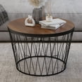 thumbnail image 1 of Lavish Home Round Coffee Table with Geometric Metal Base, Brown/Black, 1 of 7