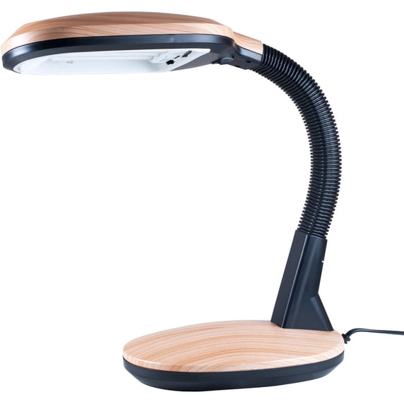 Lavish Home Natural Sunlight Desk Lamp with Adjustable Gooseneck, Woodgrain