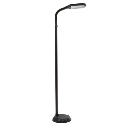 Lavish Home 63-Inch Adjustable Floor Lamp for Bedroom - Full Spectrum Natural Sunlight Lamp for Office with Bendable Neck for Reading Light, Craft, Studying, and Esthetician Light (Black)