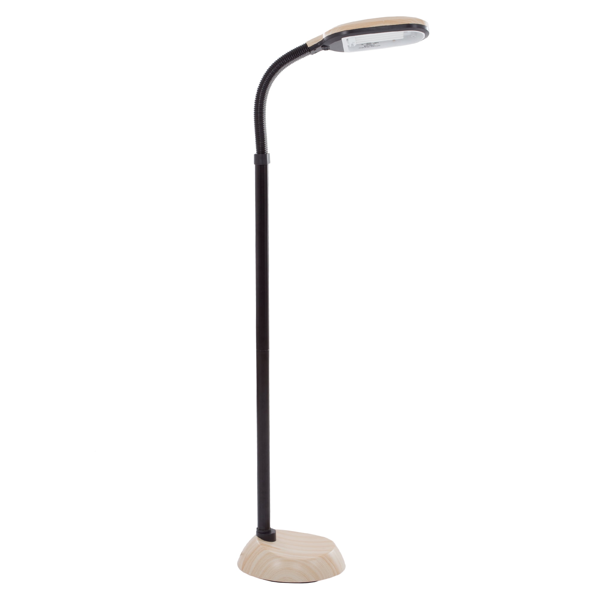 Lavish Home Adjustable Floor Lamp for Bedroom with Bendable Neck - Full Spectrum Natural Sunlight Lamp for Office (Light Woodgrain)