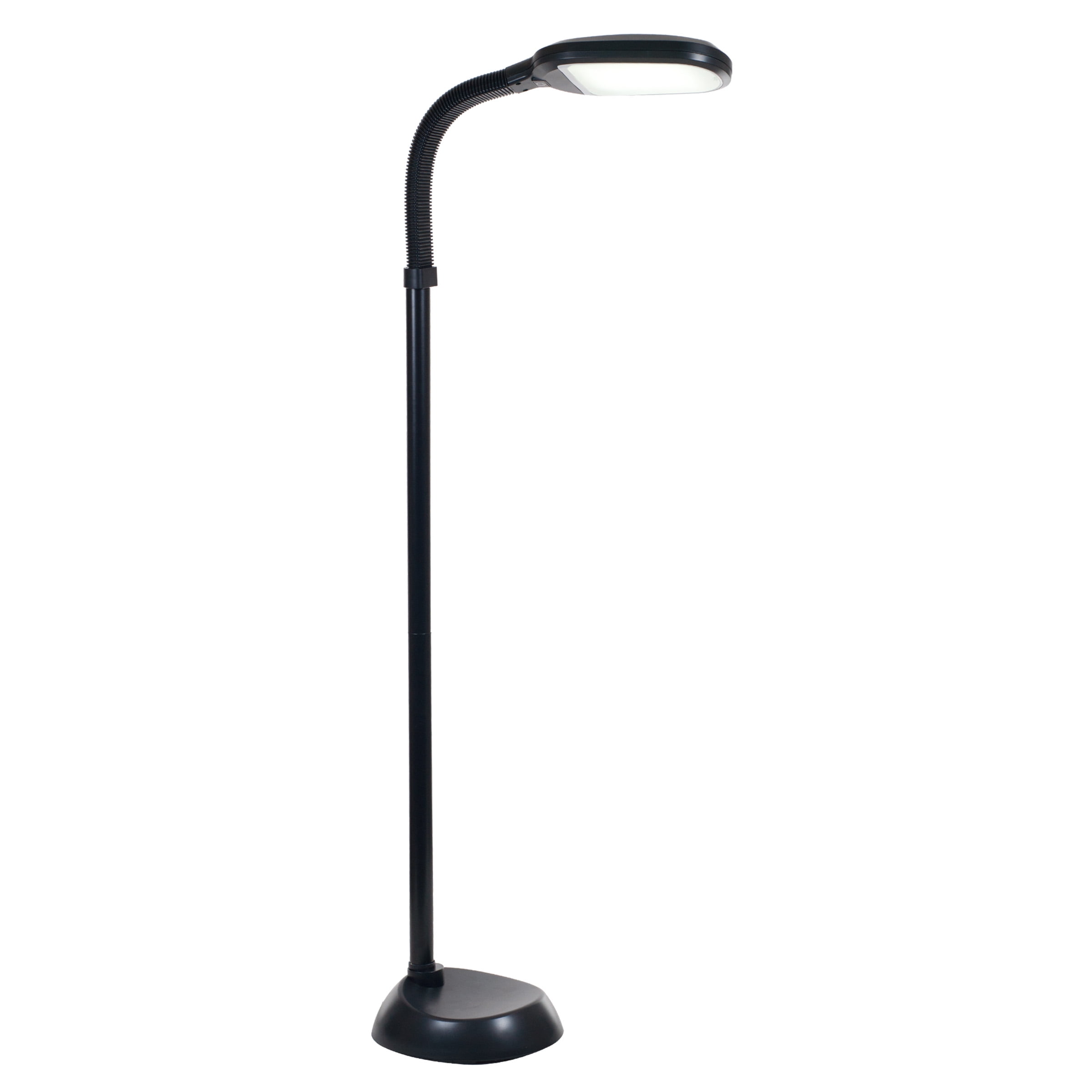 Lavish Home Adjustable LED Floor Lamp with Bendable Neck - Natural Sunlight LED Lamp for Bedroom and Living Room (Black)
