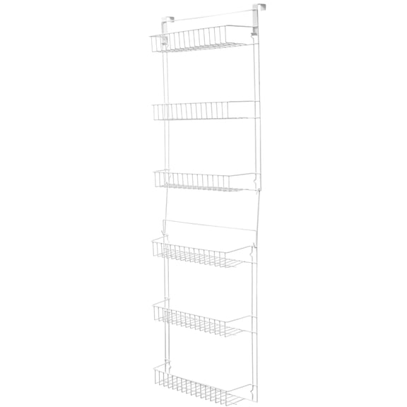Lavish Home 6-Tier Adjustable Over the Door Pantry Organizer - Powder-Coated Steel Hanging Pantry Shelves and Rack for Kitchen Organization (White)