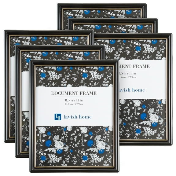Lavish Home Picture Frame Set, 8.5 x 11 Document Frame Pack for Picture Gallery Wall with Hangers, Set of 6
