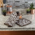 thumbnail image 1 of Lavish Home 69-07-C Quilted & Flame with Heat Resistant Oven Mitt Pot Holder Set, Chocolate, 1 of 2
