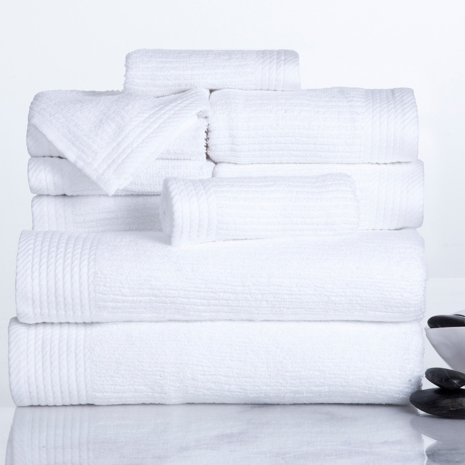 Lavish Home Ribbed Egyptian Cotton 10 Piece Towel Set Walmart Business Supplies