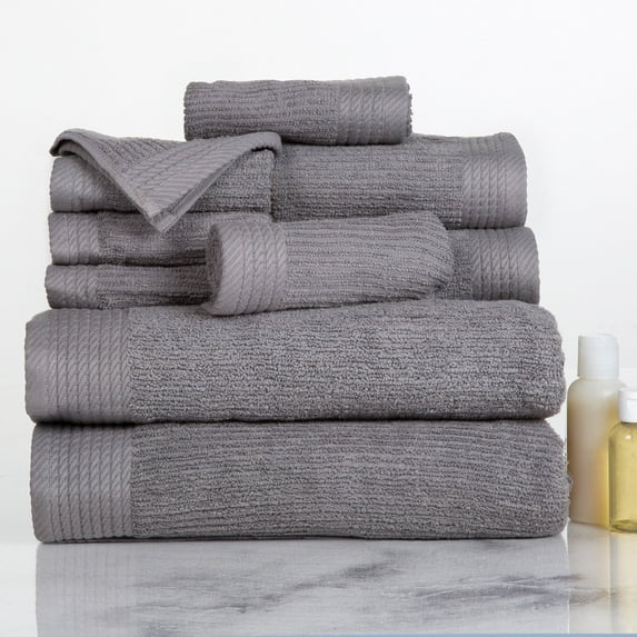 Lavish Home Ribbed Egyptian Cotton 10 Piece Towel Set