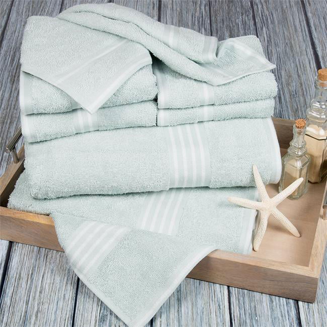 Lavish Home  Rio 100% Cotton Towel Set - Seafoam - 8 Piece