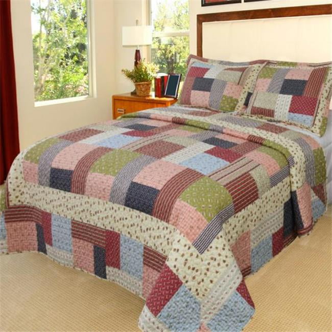 Multicolor Patchwork Twin Quilt with Pillow Sham