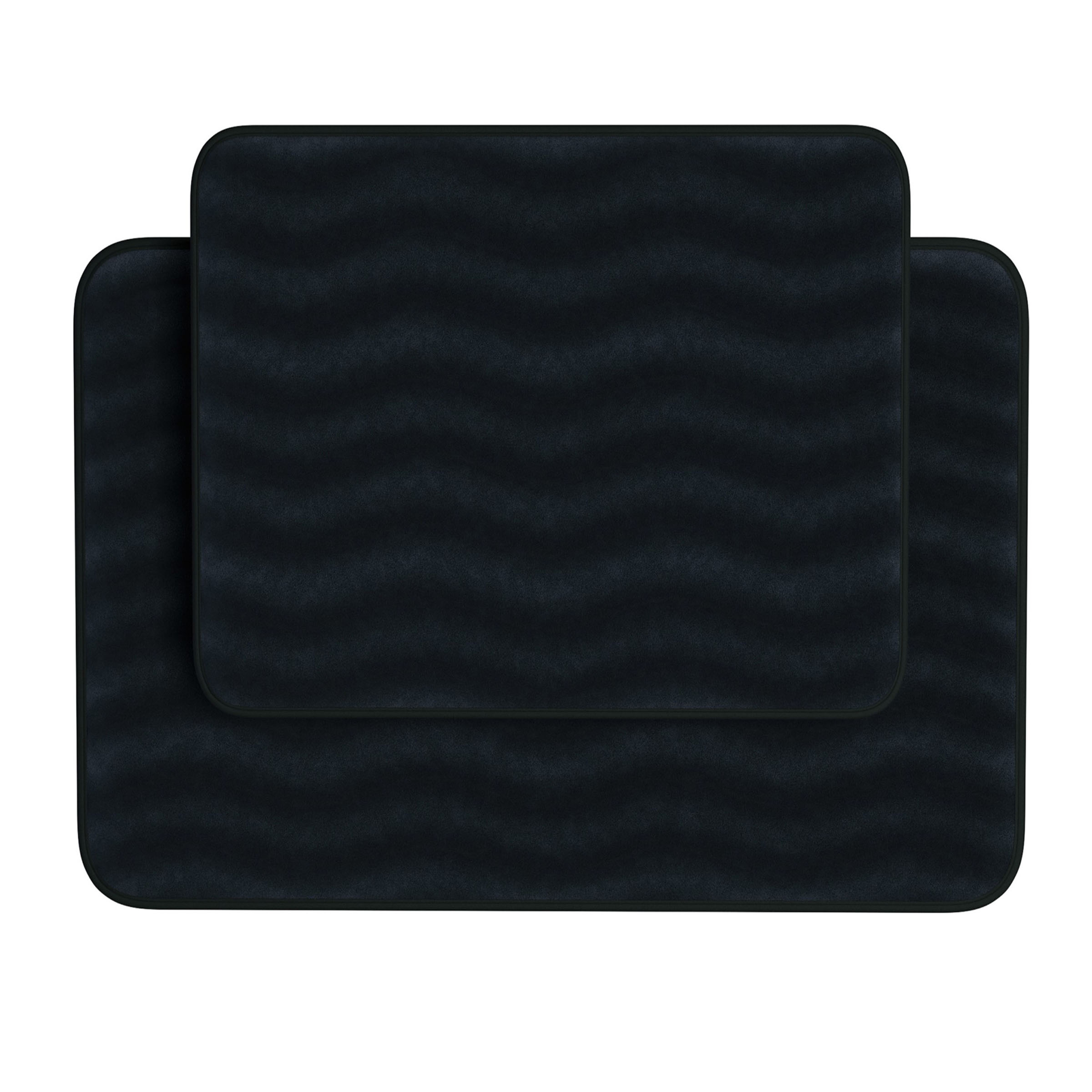 Lavish Home Set of 2 Bathroom Rugs – Non-Slip Memory Foam Bath Mats, Black
