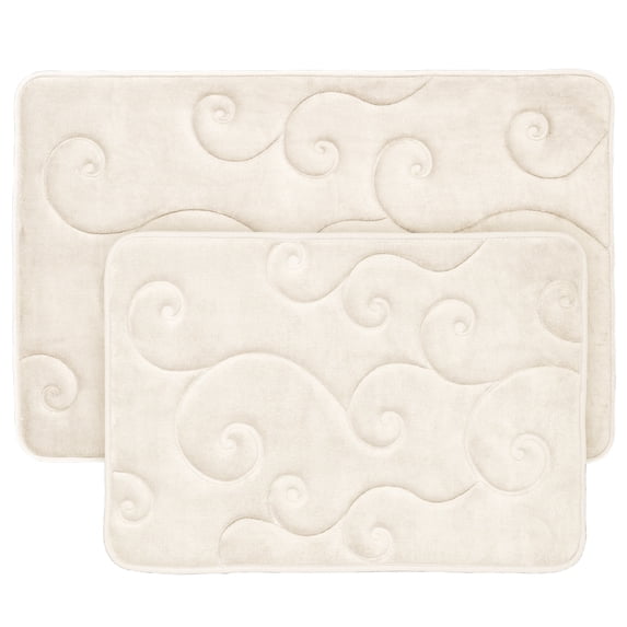 Somerset Home Memory Foam Bath Mat Set, 2-Pieces, Coral Fleece Embossed Pattern