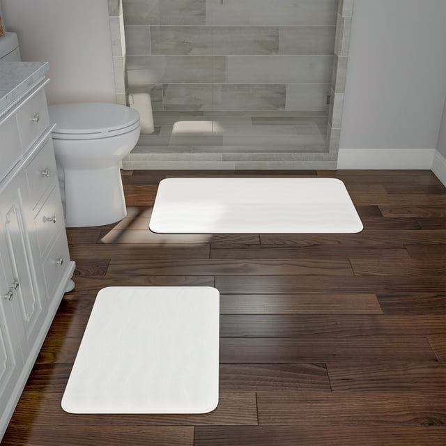 Lavish Home Set of 2 Bathroom Rugs NonSlip Memory Foam Bath Mats