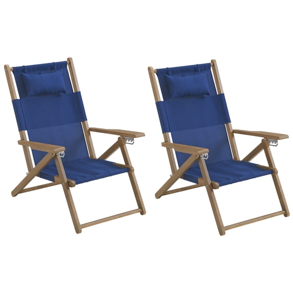 Lavish Home Weather-Resistant Folding Beach Chair with Carry Straps (Blue)