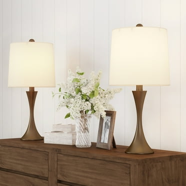 Lavish Home Set of 2 Table Lamps with Energy-Efficient LED Bulbs (Bronze)