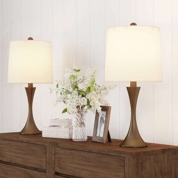 Lavish Home Set of 2 Table Lamps with Energy-Efficient LED Bulbs (Bronze)