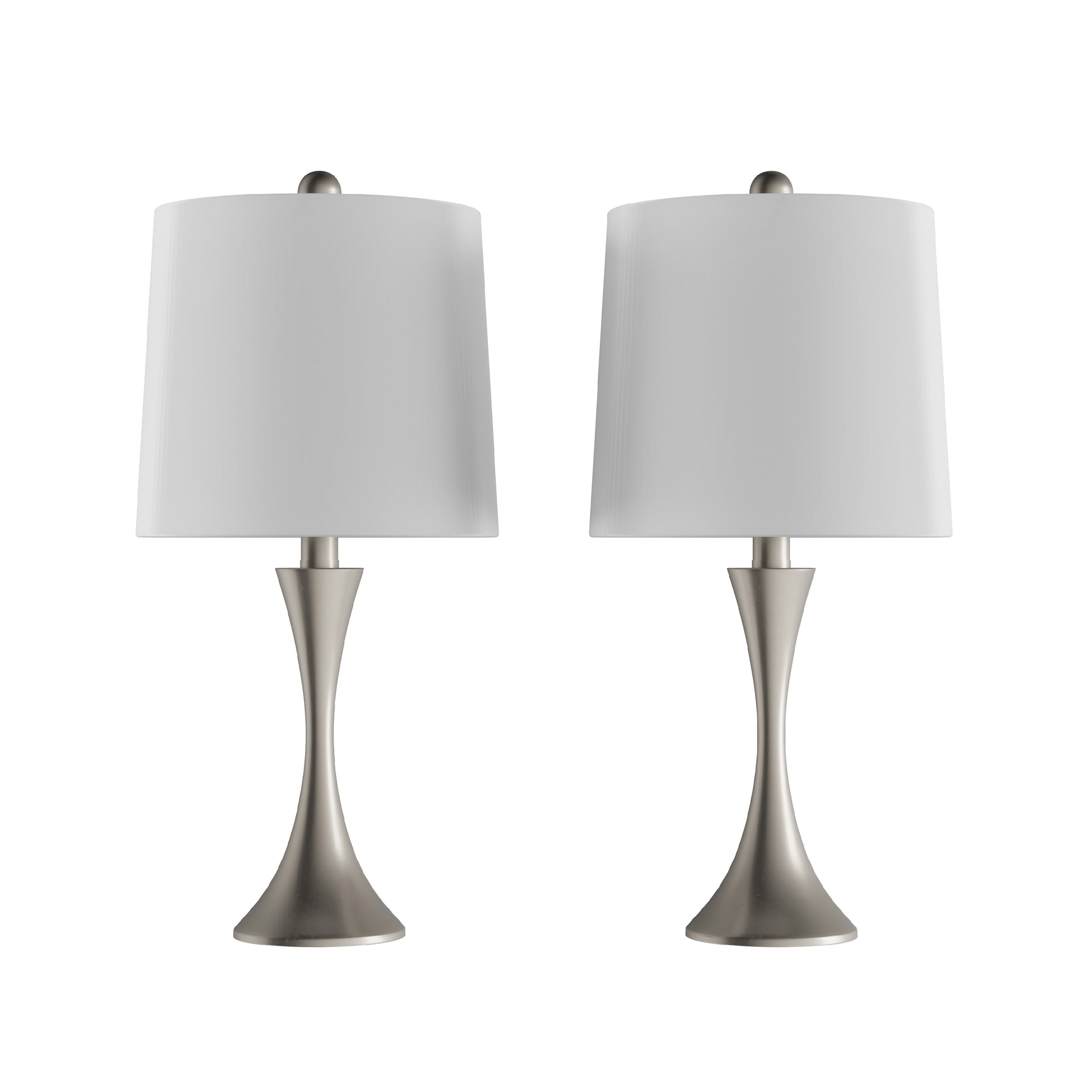 Lavish Home Set of 2 Table Lamps with Energy-Efficient LED Bulbs (Silver)