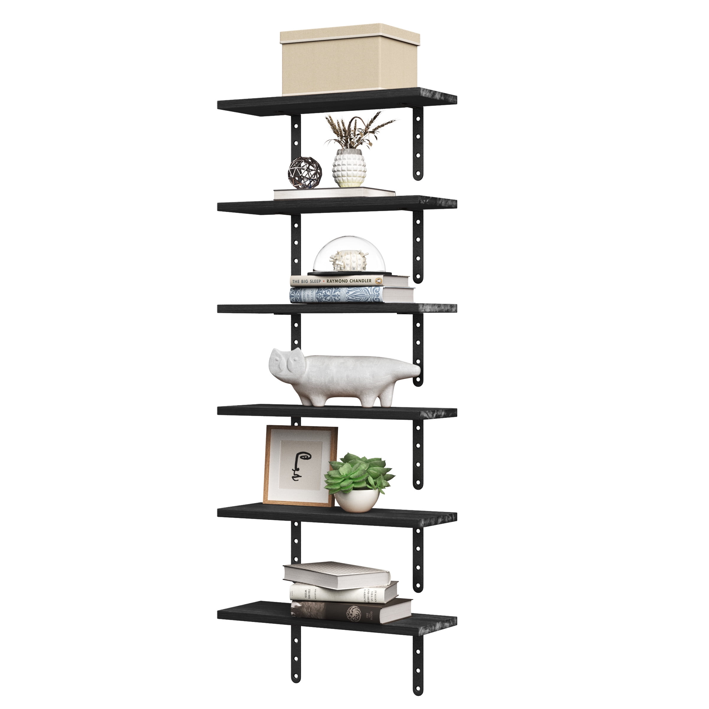 Lavish Home Set of 6 Floating Shelves for Living Room, Bedroom, or Bathroom