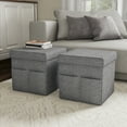 thumbnail image 1 of Lavish Home Set of Two 15-inch Folding Ottomans with Storage Pockets (Dark Gray), 1 of 7