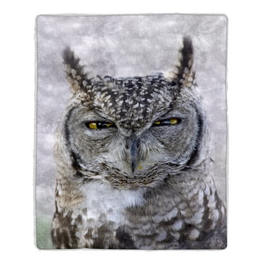 Lavish Home Sherpa Fleece Throw Blanket- Owl Print for Adults and Kids 60"x 50"
