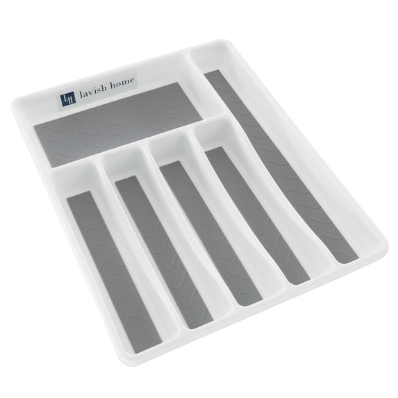 Lavish Home Silverware Drawer Organizer with 6 Sections and Nonslip Tray