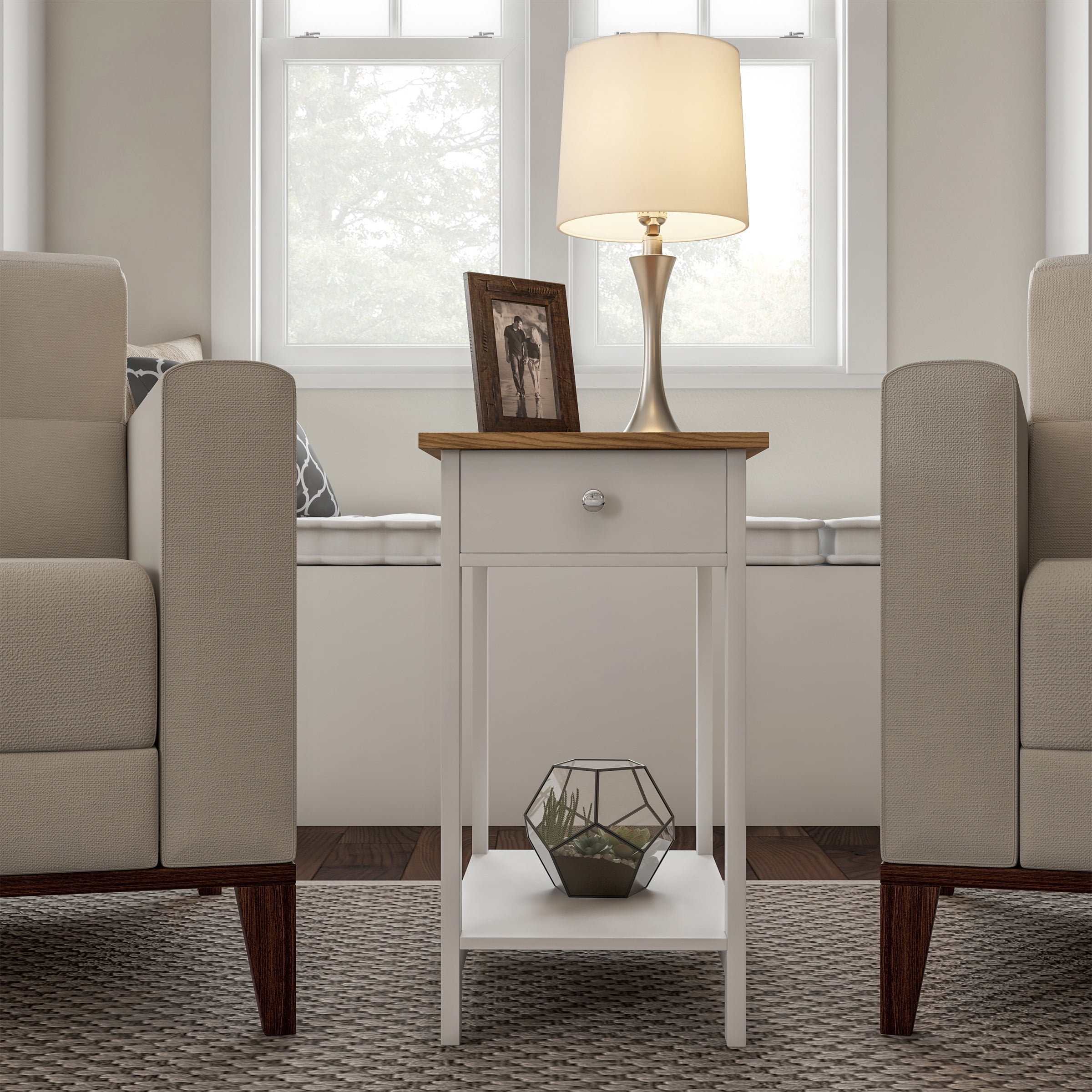 Slim nightstand white discount