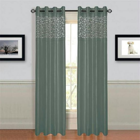 Lavish Home Sonya Grommet Curtain Panel 95 in. Grey