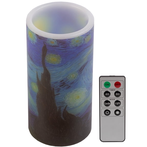 Lavish Home Van Gogh Starry Night Battery-Operated LED Candle with Remote