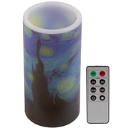 Lavish Home Van Gogh Starry Night Battery-Operated LED Candle with Remote