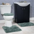 thumbnail image 1 of Lavish Home 67-14-G Super Plush Non-Slip Bath Mat Rug Set, Green - 3 Piece, 1 of 6