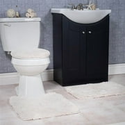 Lavish Home 67-14-I Super Plush Non-Slip Bath Mat Rug Set, Ivory - 3 Piece