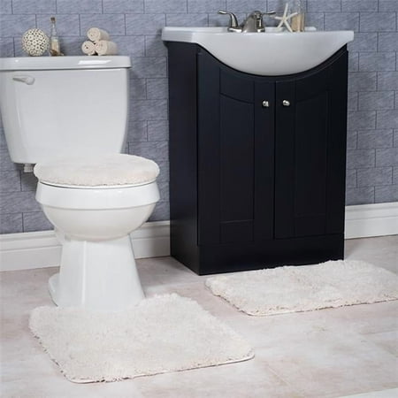 Lavish Home 67-14-I Super Plush Non-Slip Bath Mat Rug Set, Ivory - 3 Piece