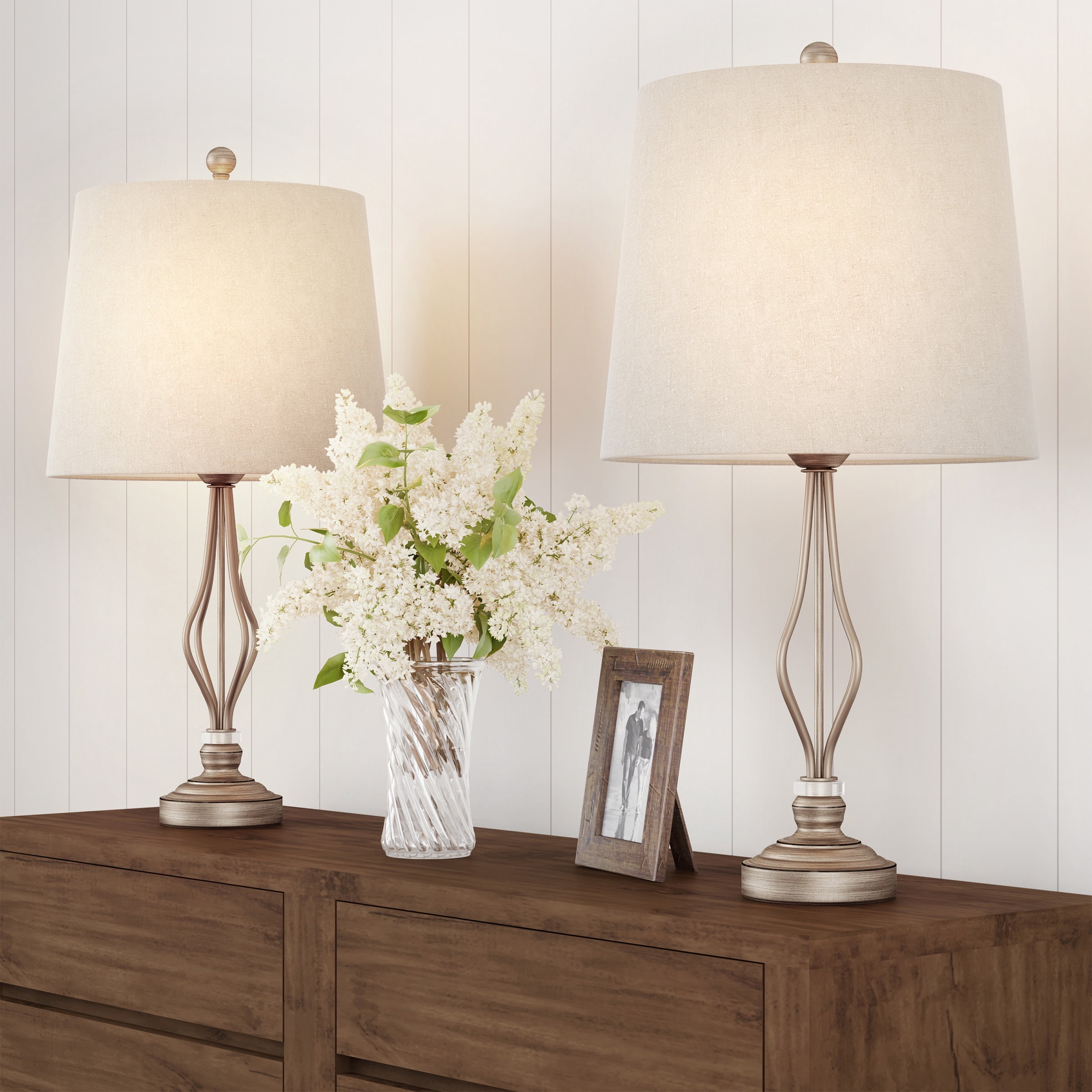 Lavish Home Table Lamps Matching Curved Openwork Steel Modern Lighting Set of 2