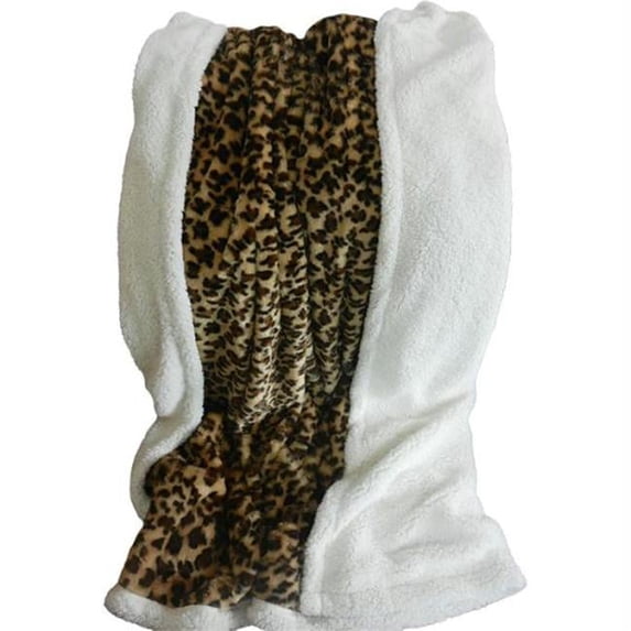 Lavish Home Throw Blanket Fleece Sherpa Leopard 50 x 60