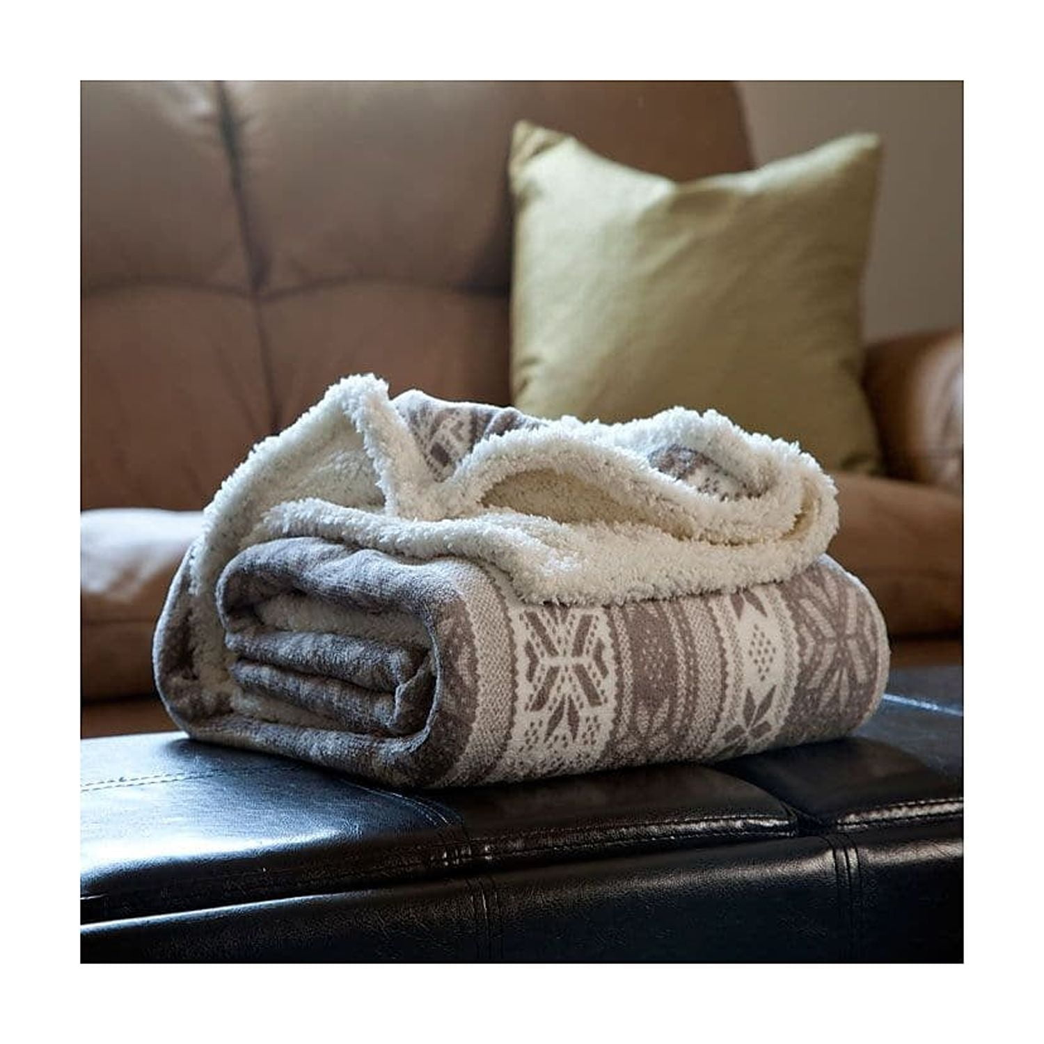 Gray Diamond Fleece Sherpa Reversible Winter Blanket