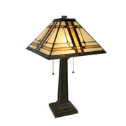 Lavish Home 24" Tiffany Style Table Lamp with Mission Design Art Glass Shade