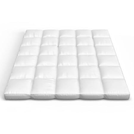 Somerset Home Down Mattress Topper - Twin 4-Inch Duck and Goose Feather Bed with Cotton Mattress Topper Cover (White)