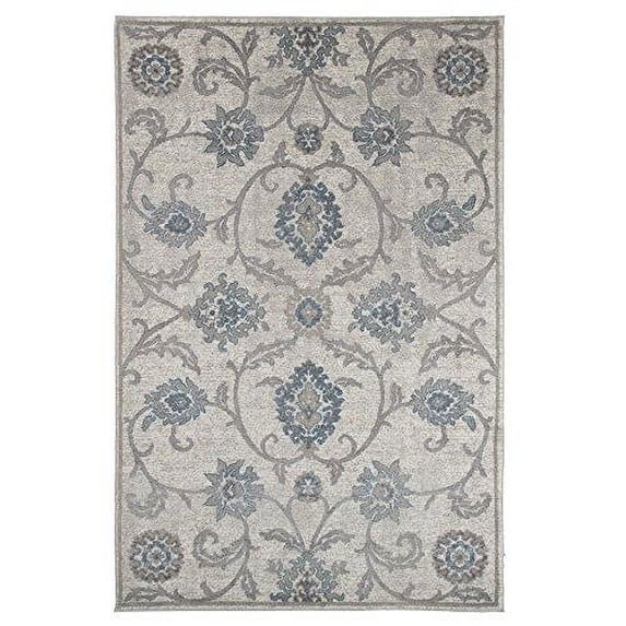 Lavish Home Vintage Elegant Floral Rug - Ivory Blue - 8 x 10