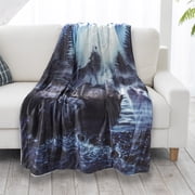 Somerset Home Wolf Pattern Hypoallergenic Fleece Sherpa Throw Blanket