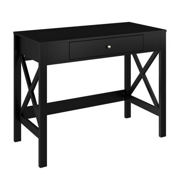 Lavish Home Writing Desk with X-Pattern Legs and Drawer Storage (Black)
