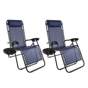 Patio Furniture Set of 2 Zero-Gravity Recliner Chairs - Outdoor Furniture Set for Camping Accessories or Patio Seating Navy Blue - by Lavish Home