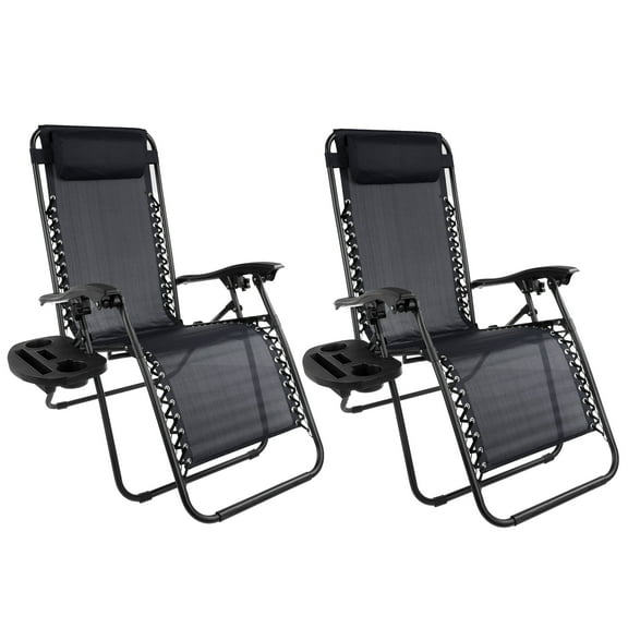 Somerset Home Zero Gravity Chairs with Side Table 2-Pack (Black)