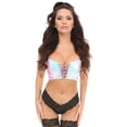 thumbnail image 1 of Lavish Mermaid Holo Lace-Up Short Bustier Top, 1 of 4