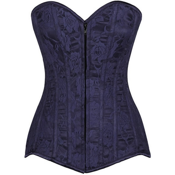 Lavish Navy Blue Lace Overbust Corset w/Zipper