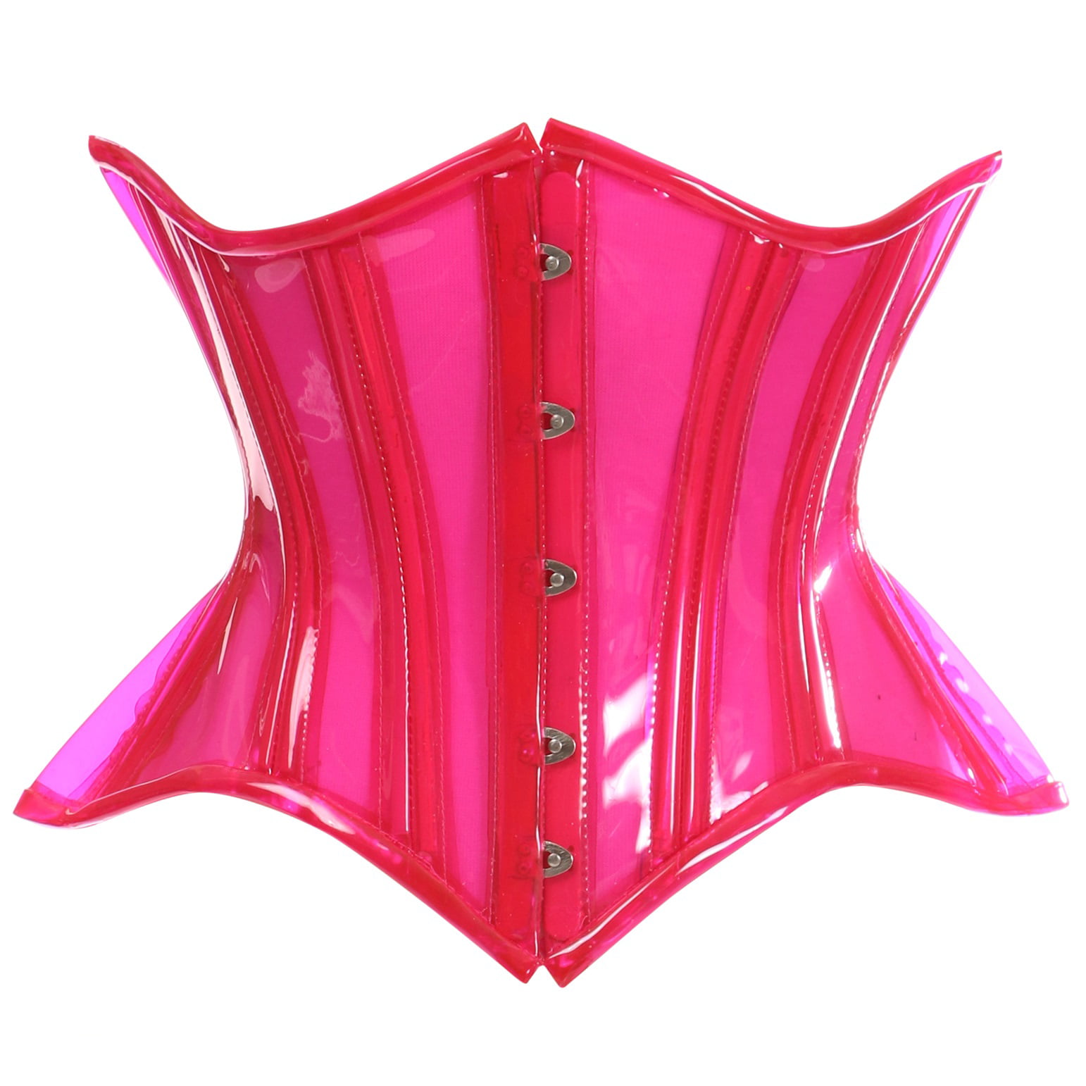 Lavish Pink Clear Curvy Underbust Waist Cincher Corset 