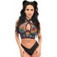 thumbnail image 1 of Lavish Rainbow Hearts Mesh Underwire Cincher w/Built In Halter Top, 1 of 5