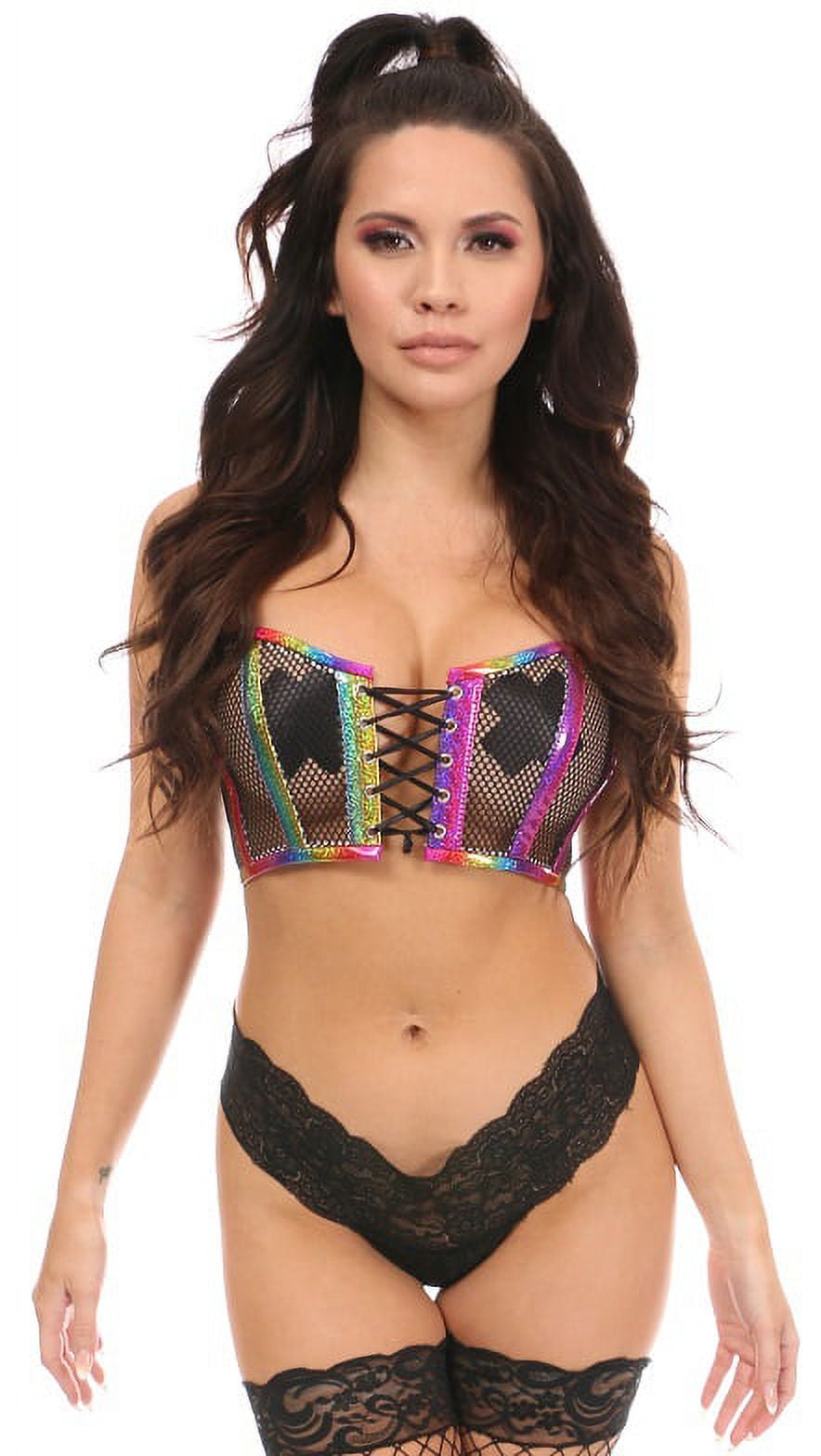 Lavish Sunset Holo Lace-Up Short Bustier Top main image 1
