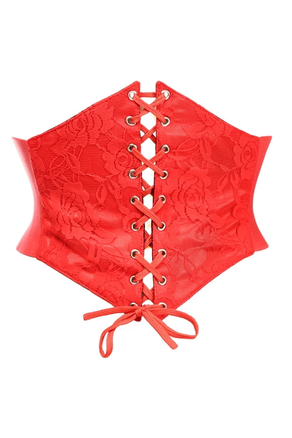 Lavish Red Lace Corset Belt Cincher