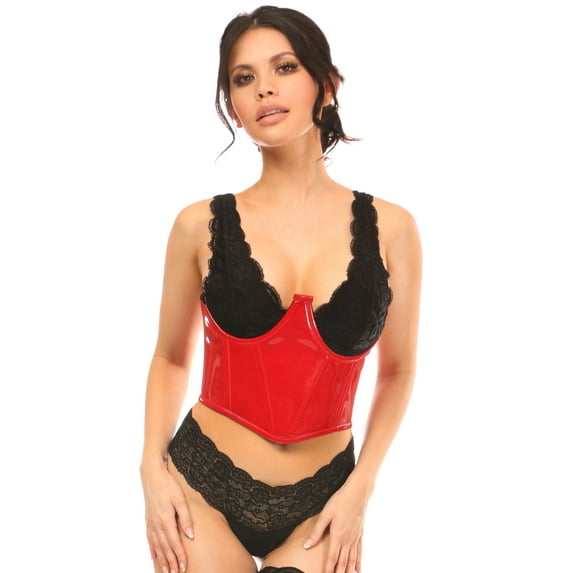 Lavish Red Patent Open Cup Underwire Waist Cincher