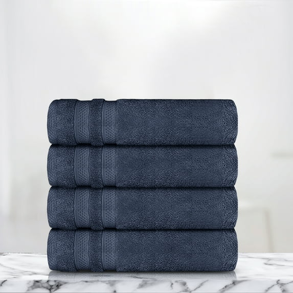 Lavish Touch 100% Cotton 700 GSM Ultima Pack of 4 Bath Towels - Mezzanotte Blue