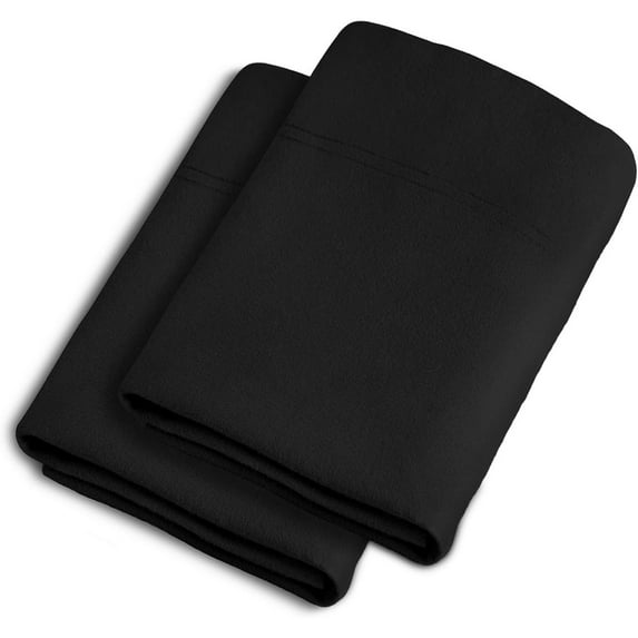 Lavish Touch 170 GSM Flannel Pillow Case 100% Cotton Standard Pillowcases Pack of 2 King - Black